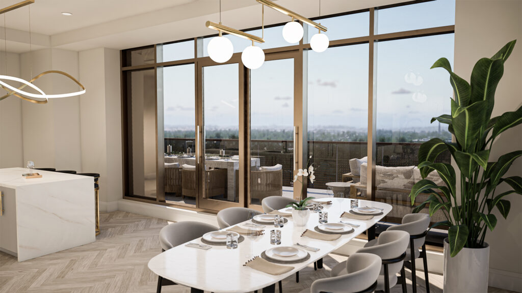 The dining room from one of the penthouse suites inside the Elegance. 